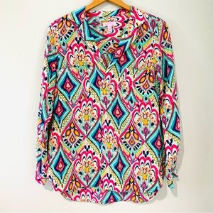 Lilly Pulitzer Silk Top Aztec Print Sz Small